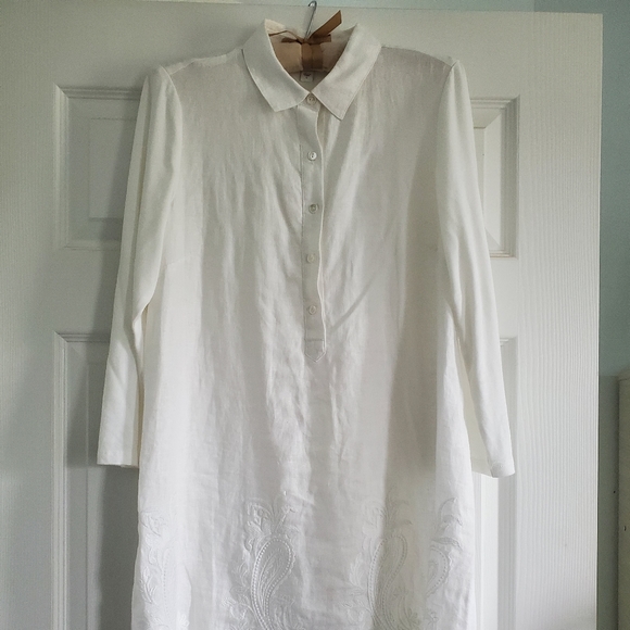 J. Jill Dresses & Skirts - J Jill white linen and cotton dress